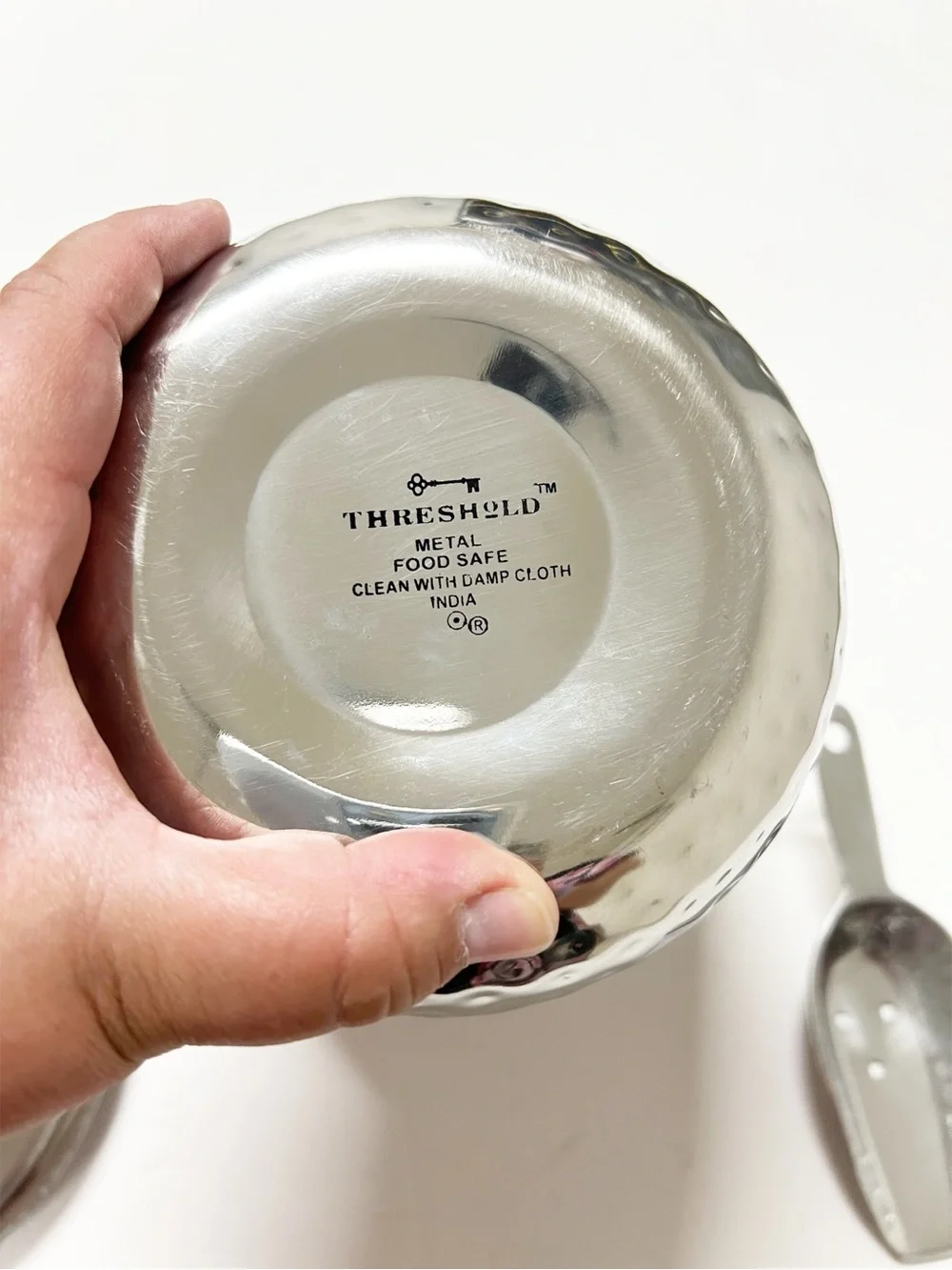 Threshold Home Double Wall Hammered Metal Ice 3 Quart Bucket With Ice Scoop